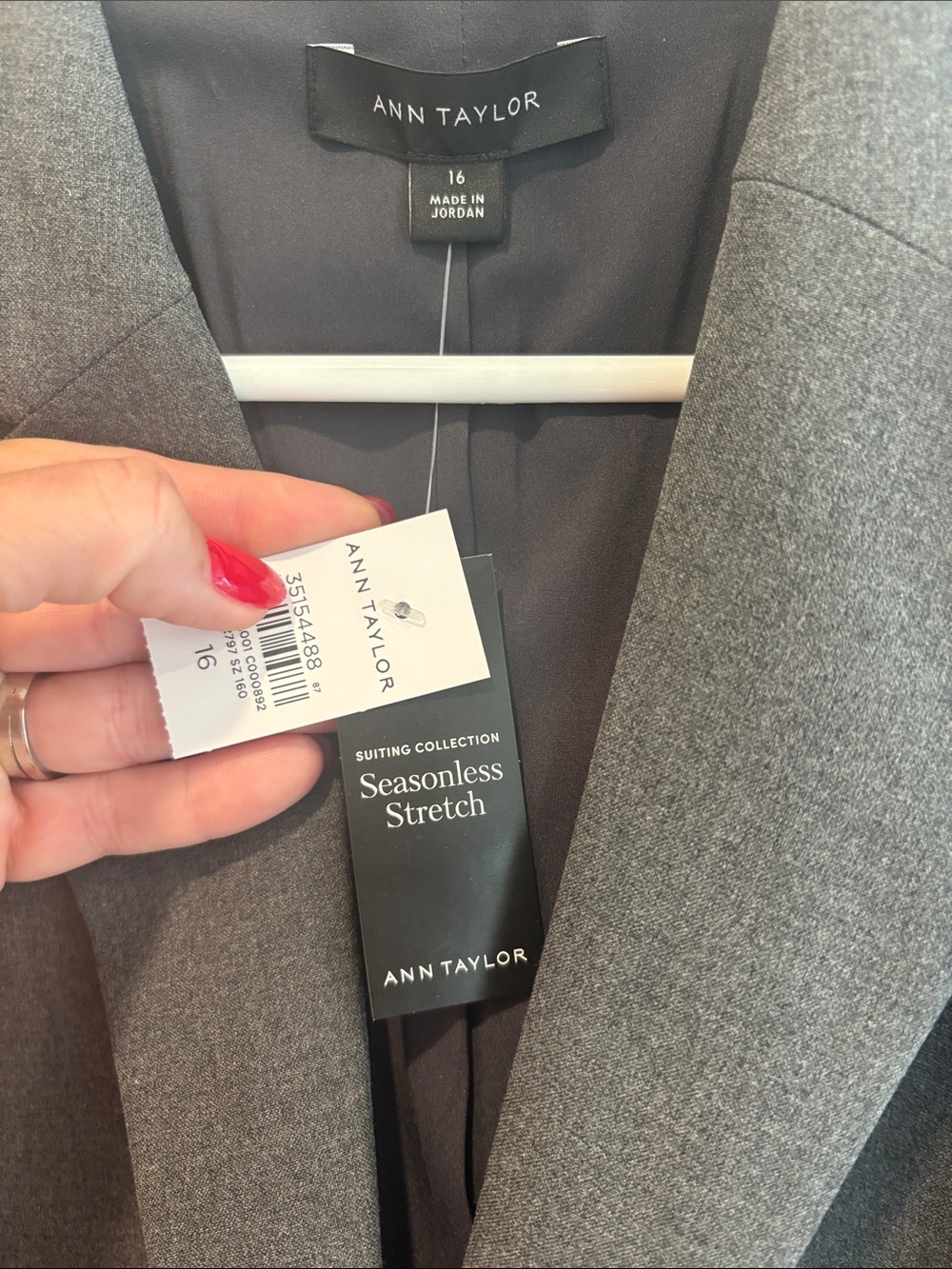 Ann Taylor Gray Single-Button Tailored Blazer ptp 22 length 26 - Picture 2 of 6
